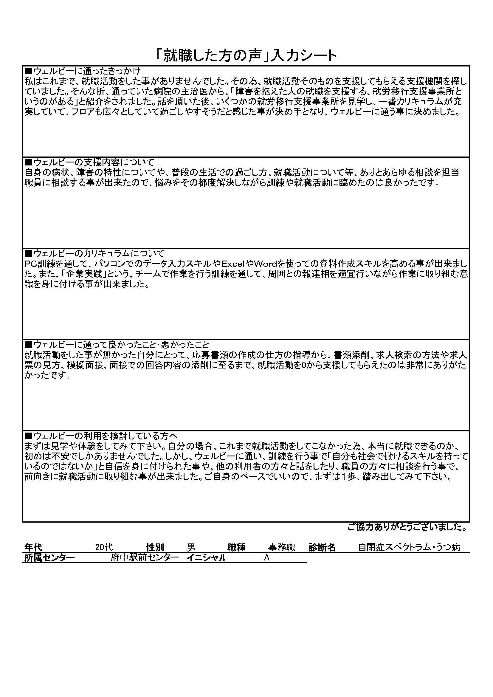 就職した方・ご家族の声入力シートv1