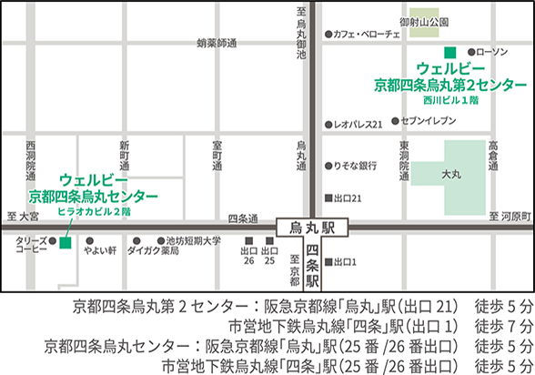 ウェルビー京都四条烏丸センター・京都四条烏丸第2センター地図