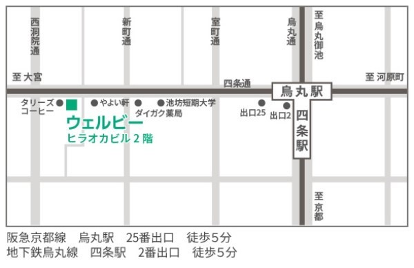 ウェルビー京都四条烏丸センター地図